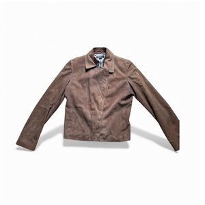 Women Brown Suede Leather Jacket Stylish chic